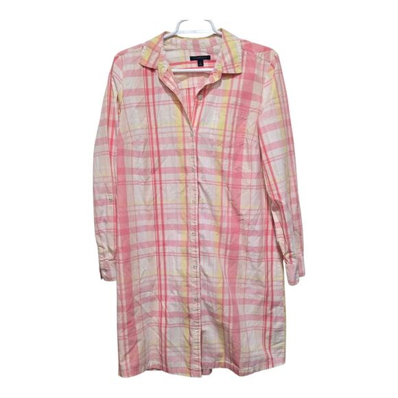 Tommy Hilfiger Pink Plaid Shirt Dress Women’s Medium - Picture 1 of 12